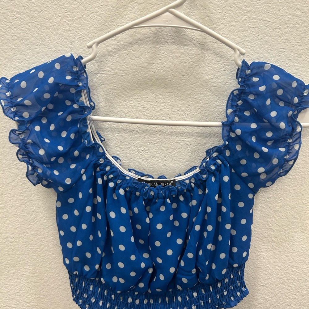 American Dream Blue Polka Dot Women's Top